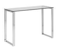 Toilinux - Console plateau verre et pieds chromés APOLLINE - Argent - Apolline