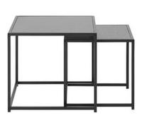 Toilinux - Duo de tables d'appoint encastrables en MDF et métal - Noir - Sireine Noir