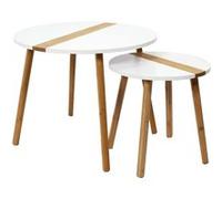 Toilinux - Duo de tables gigogne Relief - Blanc et bois Blanc