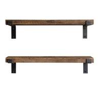 - Ensemble de 2 étagères murales en bois et métal design industriel LAMO - L. 60 x l. 14 cm - Marron - Lamo
