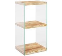 Toilinux - Etagère 3 niveaux en verre et bois clair NIAGARA - Beige - Niagara Beige