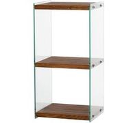 Toilinux - Etagère 3 niveaux en verre et bois foncé AQUA - Marron - Aqua Marron G