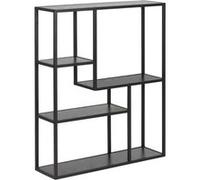 Toilinux - Etagère 4 niveaux asymétriques en MDF et métal - Noir - Sireine Noir G