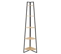 Toilinux - Etagère d'angle 5 niveaux en MDF et métal - Noir et beige
