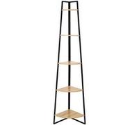 Toilinux - Etagère d'angle 5 niveaux en bois et métal - Noir et beige Noir