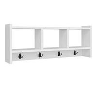 Toilinux - Etagère murale 3 niches et patères Hestia en en bois - Blanc - Hestia Blanc G