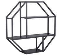 Toilinux - Etagère murale hexagonale en MDF et métal - Noir