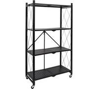 Toilinux - Etagère pliable 4 niveaux en fer et Polypropylène - Noir Noir G