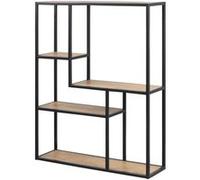 Toilinux - Etagère sur 4 niveaux asymétriques en MDF et métal - Noir et Marron - Sireine Marron