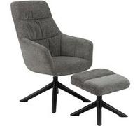 Toilinux - Fauteuil de salon avec accoudoirs et repose-pieds - Gris et Noir - Hailey Gris G