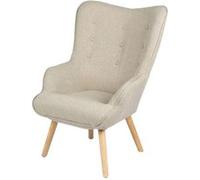 Toilinux - Fauteuil Noor avec pieds en bois - Beige - Noor Beige G
