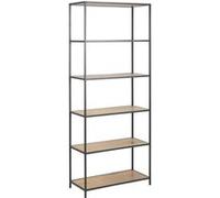 Toilinux - Grande Bibliothèque droite 5 niveaux en MDF et Métal - Noir et Beige - Sireine Beige