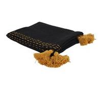 - Jeté de canapé surpiqué avec Pompons - Noir et Jaune