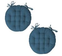 Toilinux - Lot 2x Galette de chaise ronde Alix - Diam. 38 cm - Bleu