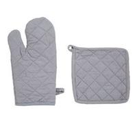 - Lot 2x Gant et manique - Coton - Gris clair