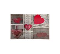 Toilinux - Lot 6x Set de table campagne Polycoeur - L. 43 x l. 28 cm - Gris - Coeur Gris G