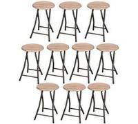 Toilinux - Lot de 10 Tabourets d'appoint pliables industriel Dock - Noir - Dock Noir