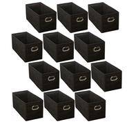 Toilinux - Lot de 12 Boites de rangement en tissu avec poignée - Longueur 31 x Hauteur 15 cm - Noir