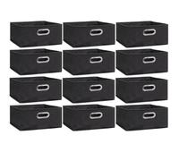 - Lot de 12 Boites de rangement en tissu l.31 x h. 15 cm - Gris anthracite