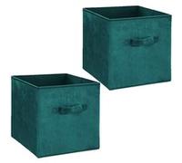 - Lot de 2 Boites de rangement design velours Mix n' modul - L. 31 x l. 31 cm - Bleu Canard - Mix n' modul