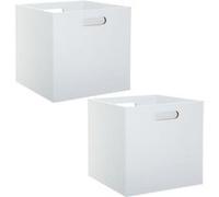 - Lot de 2 Boîtes de rangement effet bois en MDF Mix n' modul - L. 31 x l. 31 cm - Blanc - MIX'N MODUL