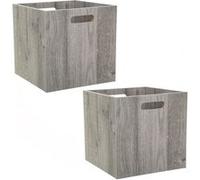 Toilinux Boîtes de rangement Mix n' modul - Lot de 2 en MDF - 31 x 31 cm - Gris effet bois