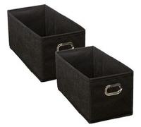 Toilinux - Lot de 2 Boites de rangement en tissu avec poignée - Longueur 31 x Hauteur 15 cm - Noir Noir G