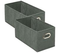Toilinux - Lot de 2 Boites de rangement en tissu avec poignée - Longueur 31 x Hauteur 15 cm - Vert Kaki