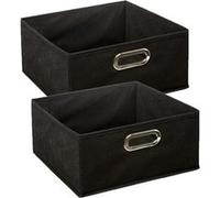 - Lot de 2 Boites de rangement en tissu l.31 x h. 15 cm - Noir