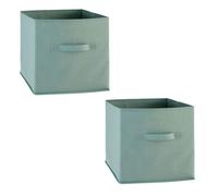 Toilinux - Lot de 2 boîtes de rangement en tissu MIX N' MODUL - L. 31 x l. 31 x H. 31 cm - Vert céladon
