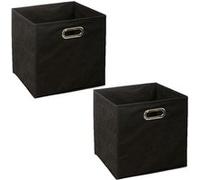 Lot de 2 boites de rangement pliables en tissu Noir, L. 31 x l. 31 x H. 31 cm, MIX'N MODUL