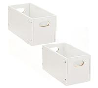Toilinux - Lot de 2 Boîtes de rangement rectangulaire en MDF - L. 31 x H. 15 cm - Blanc Blanc G