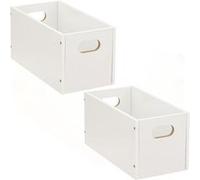 Toilinux - Lot de 2 Boîtes de rangement rectangulaire en MDF - L. 31 x H. 15 cm - Blanc Blanc G