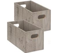 Toilinux - Lot de 2 Boîtes de rangement rectangulaire en MDF - L. 31 x H. 15 cm - Gris effet bois Gris G