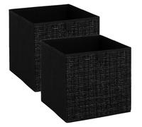 Toilinux - Lot de 2 boites de rangement TWEED - L. 31 x l.31 x H. 31 cm - Noir