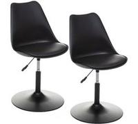 Toilinux - Lot de 2 Chaises ajustable en hauteur en polypropylène avec coussin - Noir - Aiko noir G