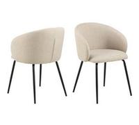 Toilinux - Lot de 2 chaises avec accoudoirs SÖREN - Beige avec pieds noirs - SÖREN Beige G