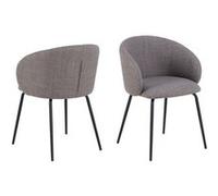 Toilinux - Lot de 2 chaises avec accoudoirs SÖREN - Gris brun avec pieds noirs - SÖREN Gris G