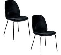 - Lot de 2 chaises Billie en velours et métal - Noir