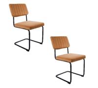 Toilinux - Lot de 2 Chaises cantilevers design effet velours Keen - Marron terracotta