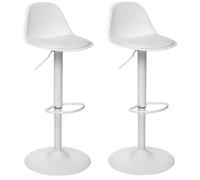 Toilinux - Lot de 2 Chaises de bar Aiko en polypropylène ajustable - Blanc