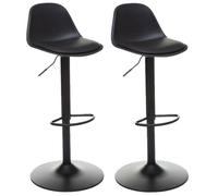 Toilinux - Lot de 2 Chaises de bar Aiko en polypropylène ajustable - Noir