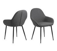Toilinux - Lot de 2 Chaises de salle à manger avec accoudoirs - Noir et Gris - Candice gris G