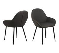 Toilinux - Lot de 2 Chaises de salle à manger avec accoudoirs Similicuir - Orange et Gris - Candice gris G