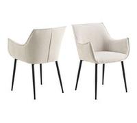 Toilinux - Lot de 2 chaises de salle à manger avec accoudoirs SORRENTO - Beige - SORRENTO Beige G
