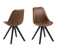 Toilinux - Lot de 2 Chaises de salle à manger en tissu et bois - Marron - Dona marron G