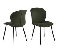 - Lot de 2 chaises de salle à manger Lina - Velours côtelé vert olive