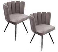 Toilinux - Lot de 2 Chaises design effet velours Ariel - Gris - Ariel Gris G