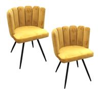 Toilinux - Lot de 2 Chaises design effet velours Ariel - Jaune - Ariel Jaune