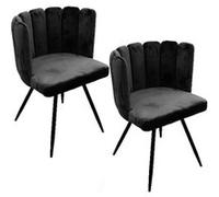 Toilinux - Lot de 2 Chaises design effet velours Ariel - Noir - Ariel Noir G
